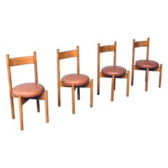 Vintage Midcentury Modern Design Dining Chair set in the style of Charlotte Perriand