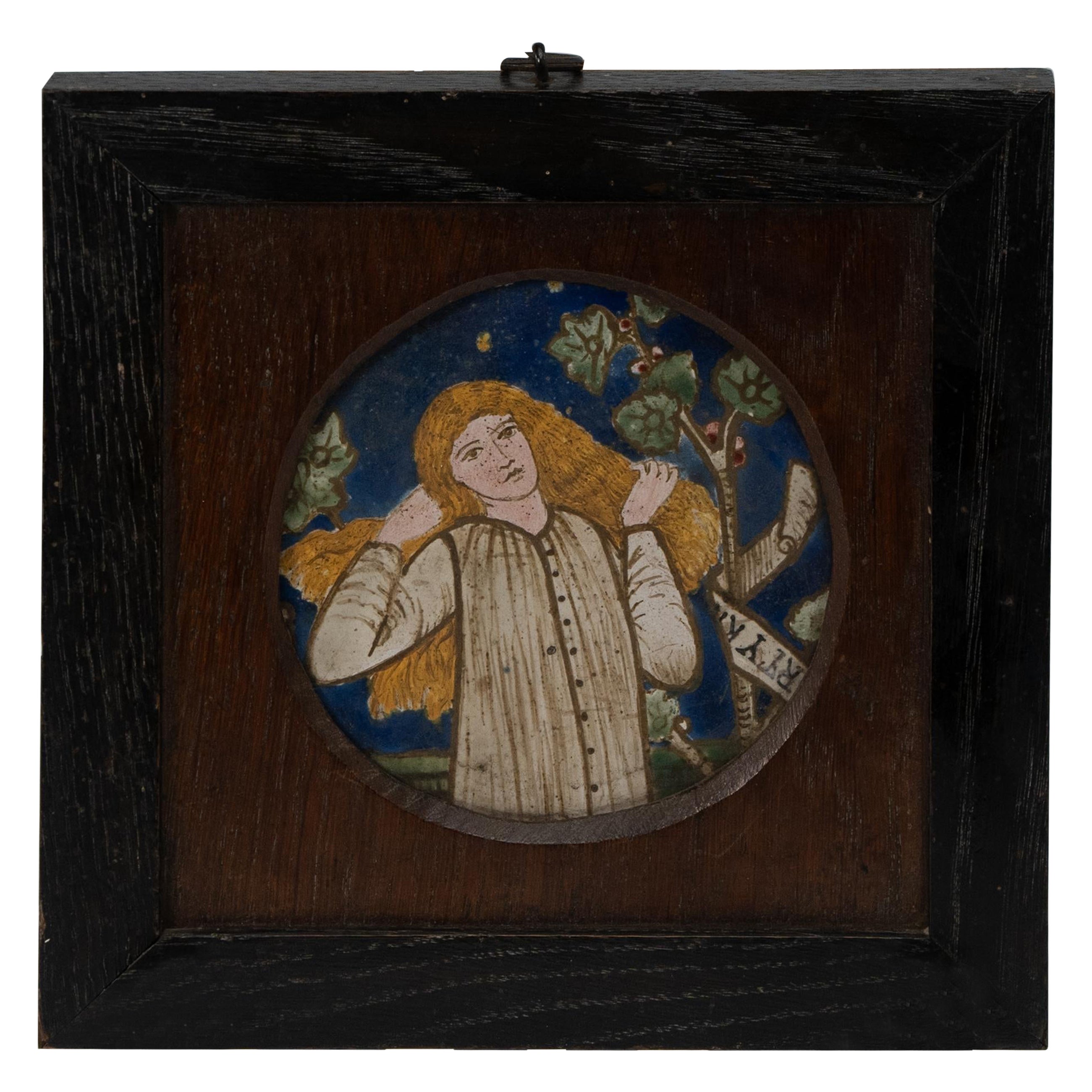 Burne Jones for Morris & Co Hand painted tile of Chaucer's legend of good wimmen For Sale