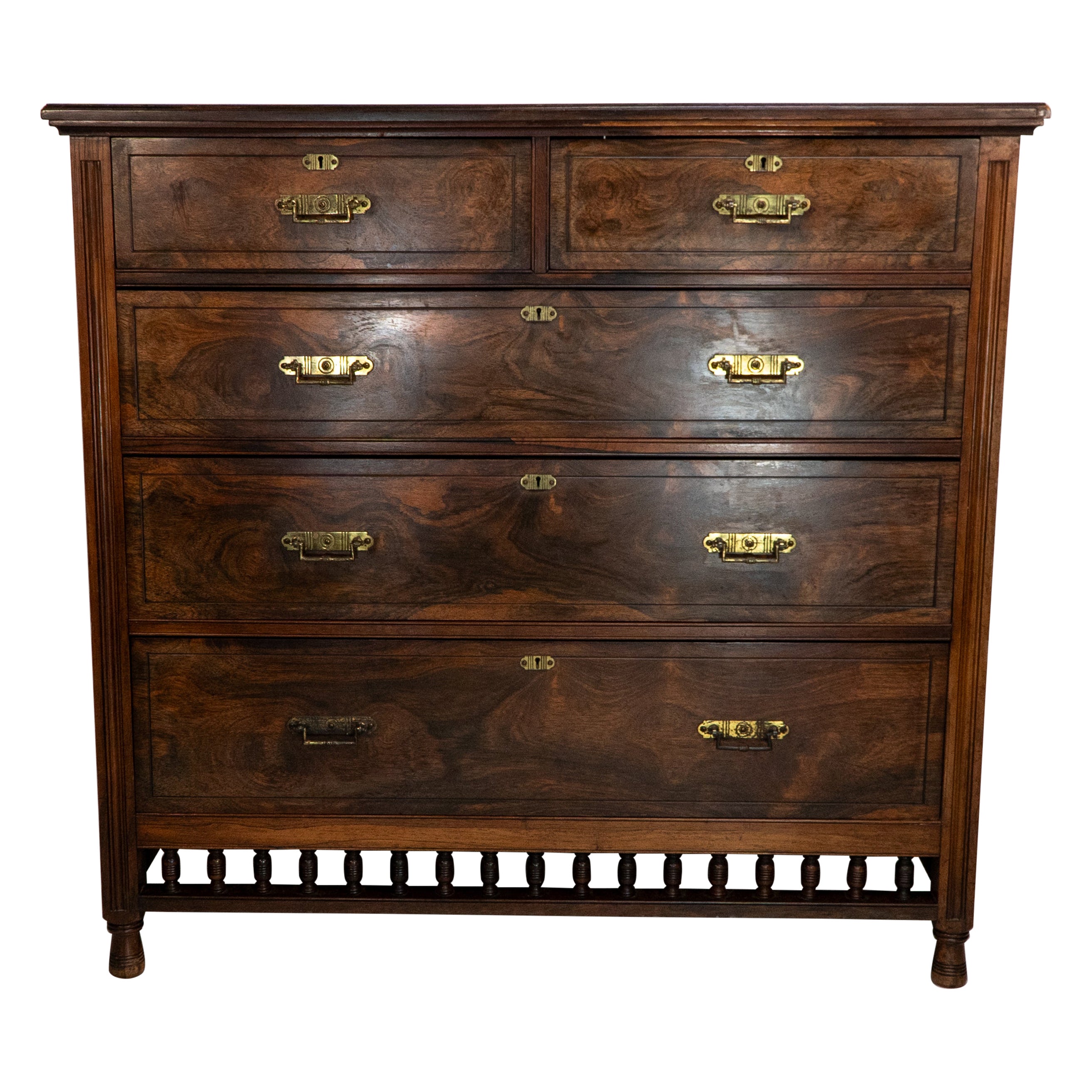 Maple & Co London Bruce Talbert attr. Aesthetic Movement chest of five drawers. For Sale