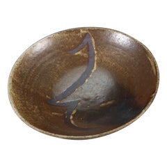 Bernard Leach attr St Ives Pottery. A Japanese inspired reduced stoneware bowl.