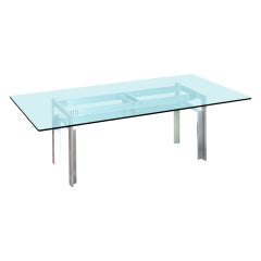 20th Century Carlo Scarpa Table Mod. Doge Steel and Crystal, '60