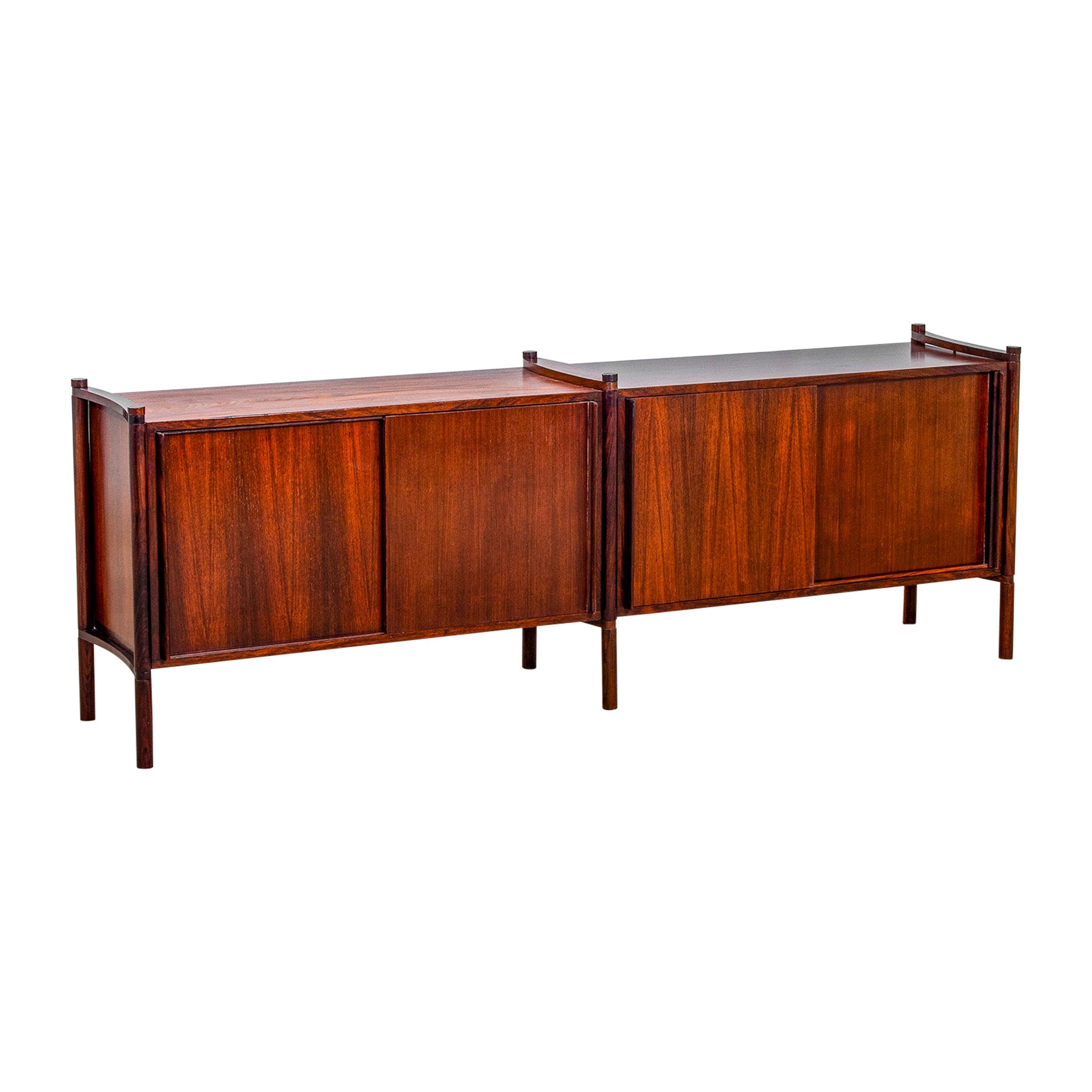 20e siècle Hirozi Fukuoh pour Gavina Cabinet double mod. Archimede Wood, années 1950  en vente
