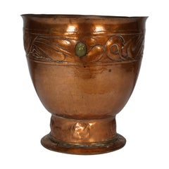 Antique Alexander Ritchie of Iona style. A large hand hammered heavy gage copper planter