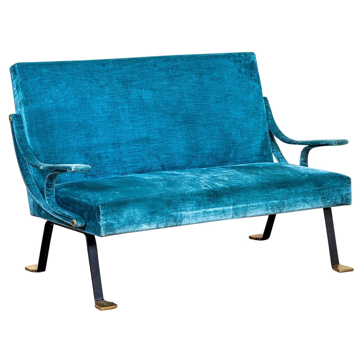 20th Century Ignazio Gardella Sofa mod. Digamma for Gavina Metal&Fabric, 1950s For Sale