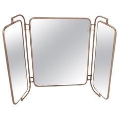 Retro Large Triptych Mirror in Bakelite and Chrome, Spain, 1950's