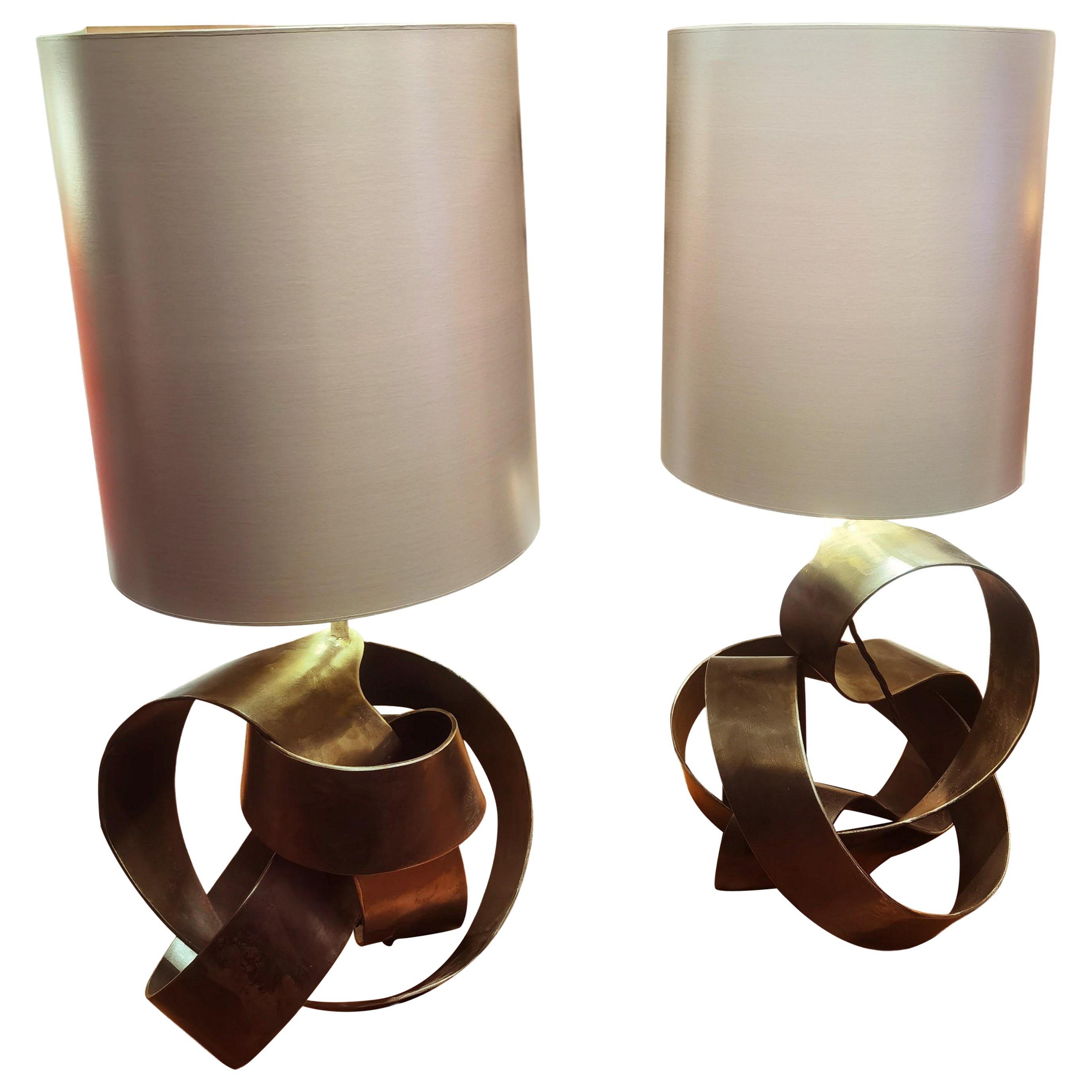 Modern Pair of Table Lamps Iron Handmade Sofina Boutique Kitzbuehel For Sale