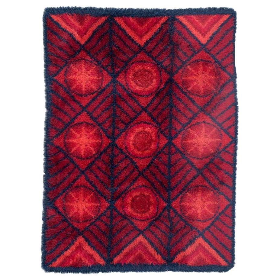 Marianne Richter, Sweden. Large rya carpet. Modernist design. From the 1960s/70s For Sale
