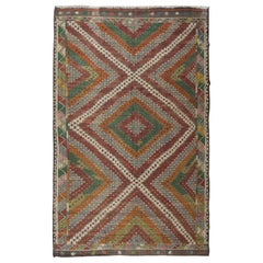6x9.2 Ft Colorful Vintage Jijim Kilim, Bohemian Handmade Wool Rug, Ethnic Carpet
