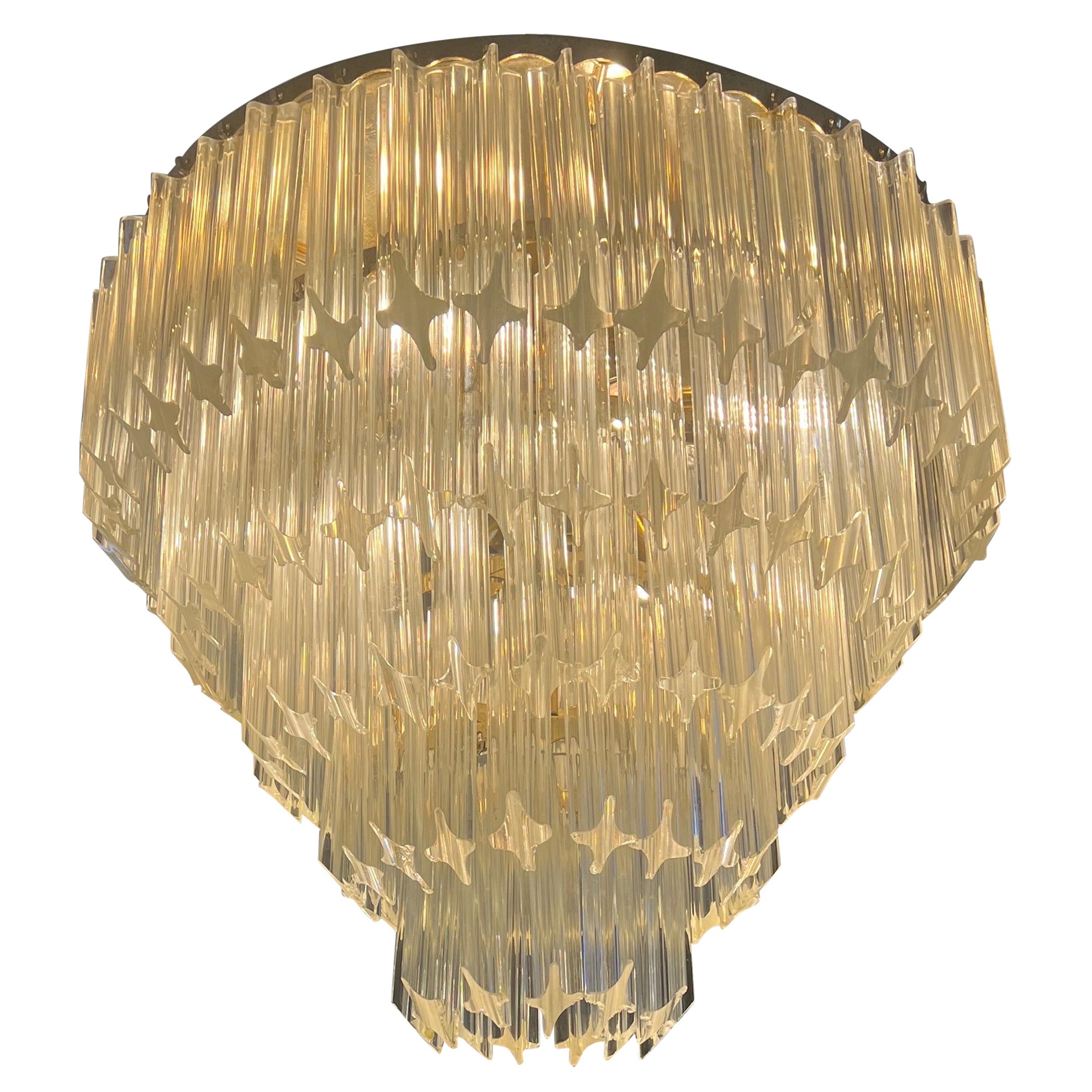 Five tiered Murano cut glass chandelier  For Sale
