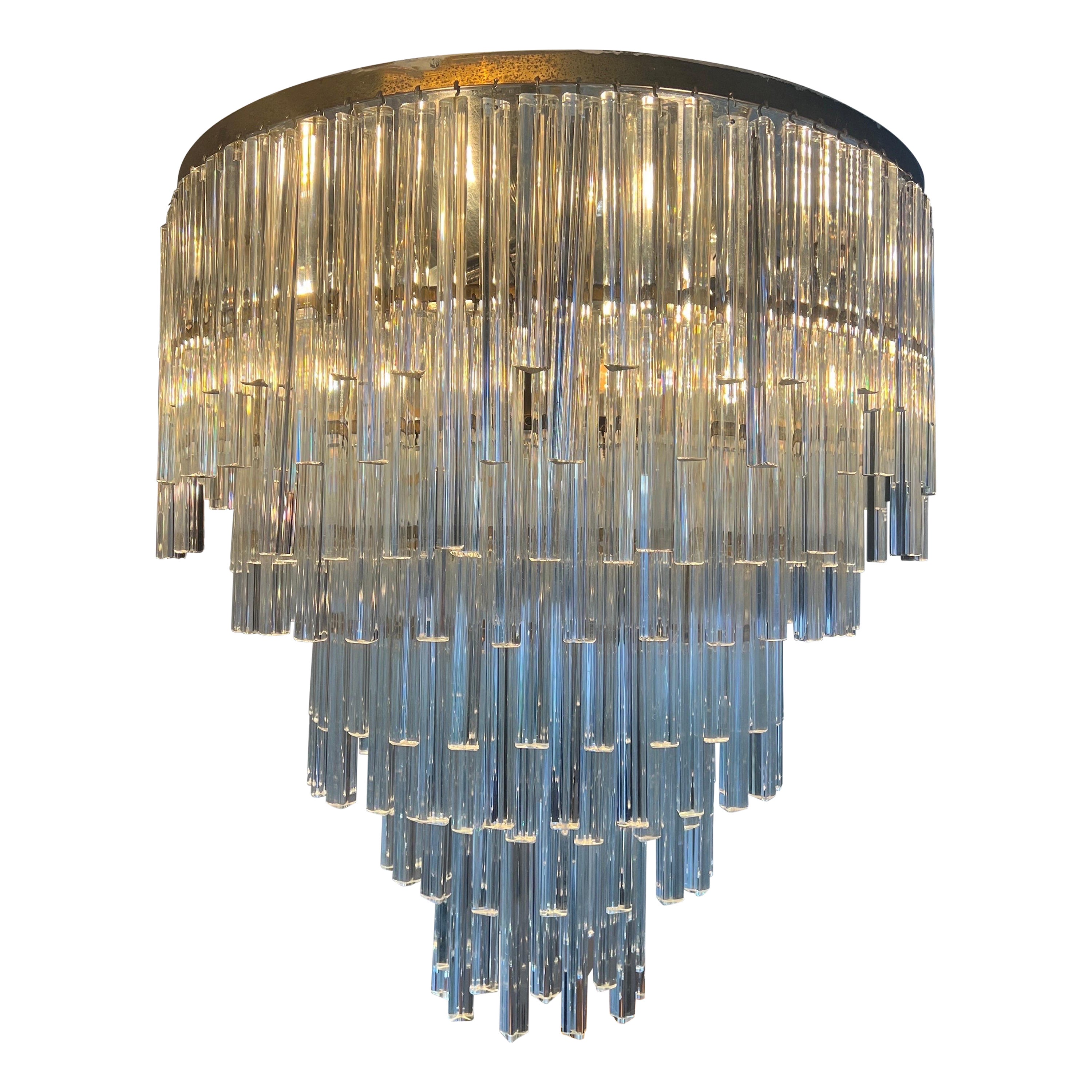 Large five tiered venini waterfall chandelier  For Sale