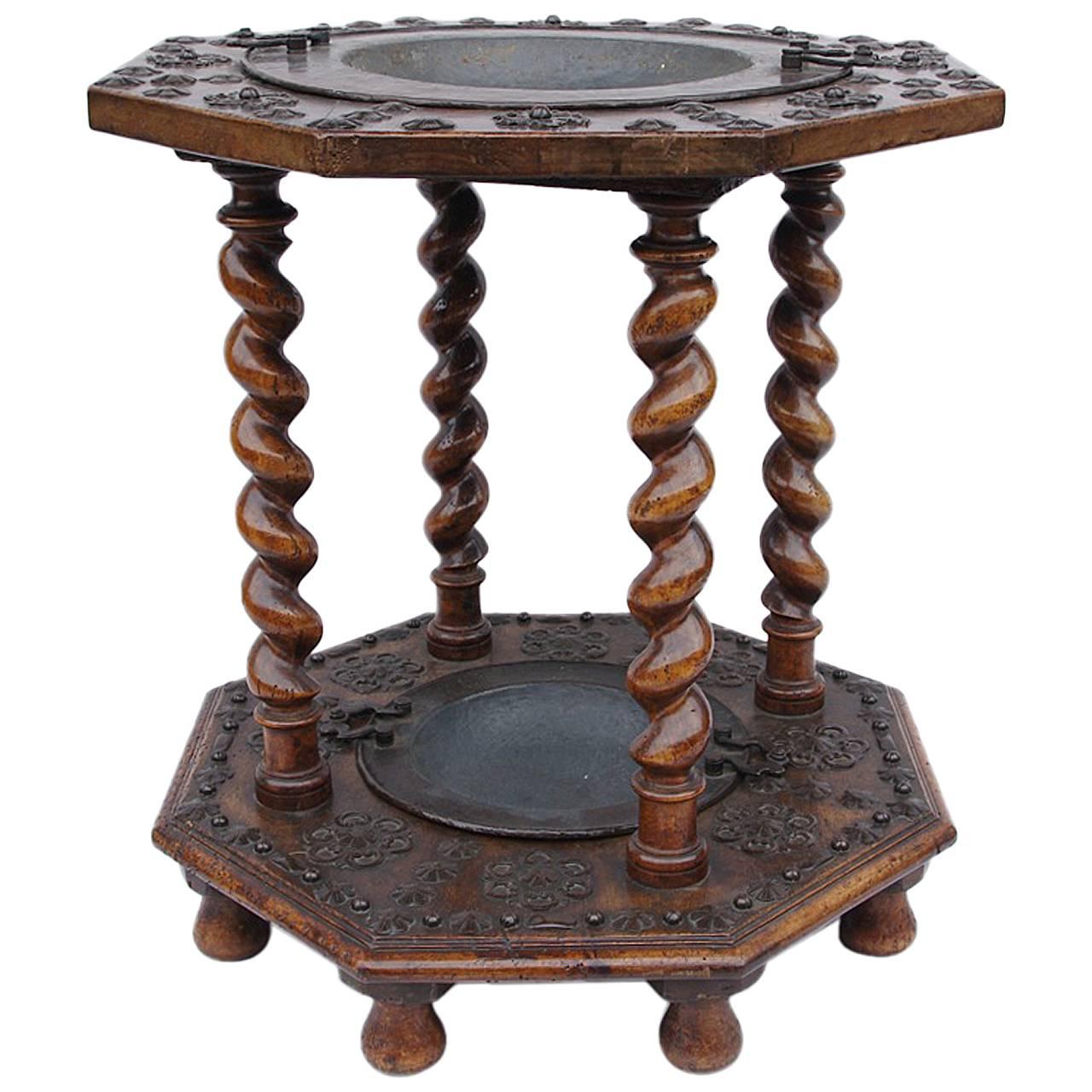 Spanish walnut and metal brazier, 17th century