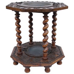 Antique Spanish walnut and metal brazier, 17th century