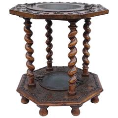 Rare 17th Century Spanish Walnut and Wrought Iron Brazier