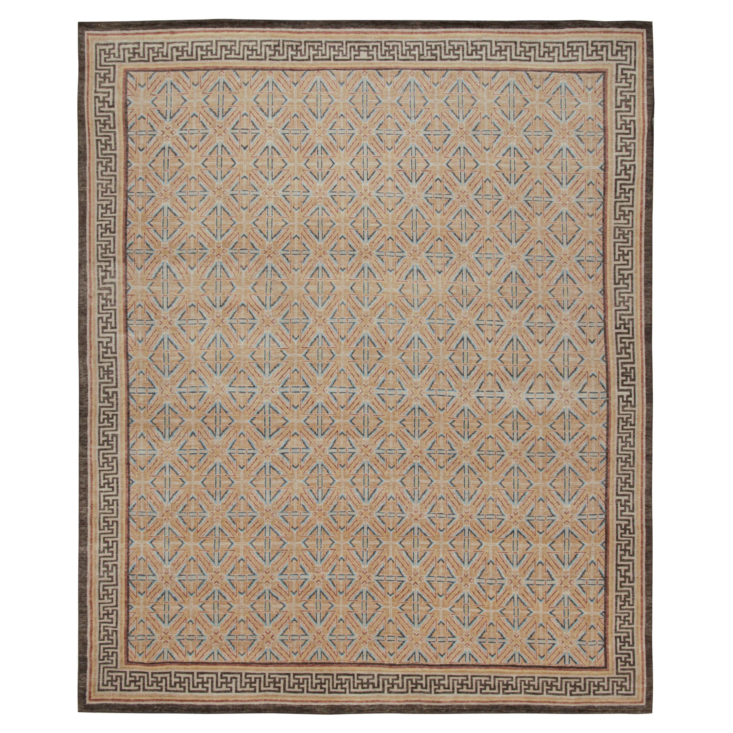 Rug & Kilim’s Modern 18th Century Chinese Style Rug with Geometric Patterns For Sale