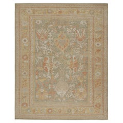 Rug & Kilim’s Oushak Style Rug In Teal Green With All Over Floral Patterns