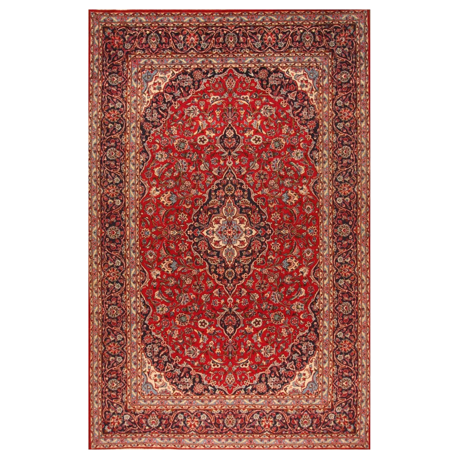 Handgefertigter Kashan-Teppich im persischen Stil im Vintage-Stil 7,8' x 12,3', 1980er Jahre - 1T03