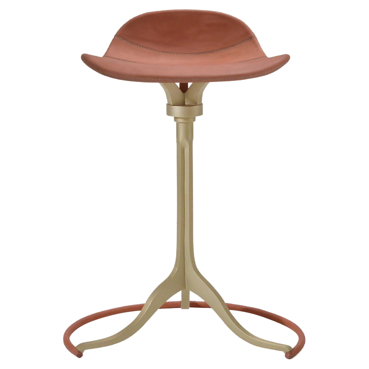 Four Counter-Height Swivel Stools with Ring 'Vieux Rose', by P. Tendercool For Sale