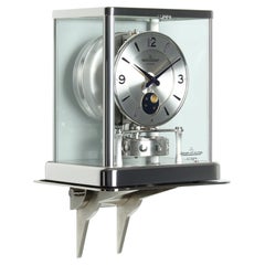 Retro Jaeger LeCoultre, Atmos Clock with Moon Phase, Rhodium-plated with Wall Console