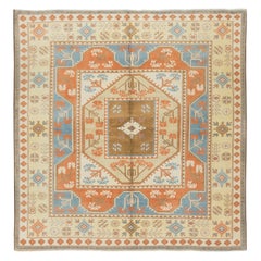 Alfombra Turca Vintage Milas - Melas de Tamaño Raro 6,5x6,6 Pies. 100% Lana
