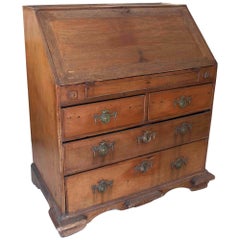Antique Wooden Writing Desk with Drawers and Folding Door 