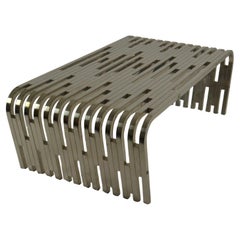 Large Sculptural Relief Stainless Steel Coffee Table