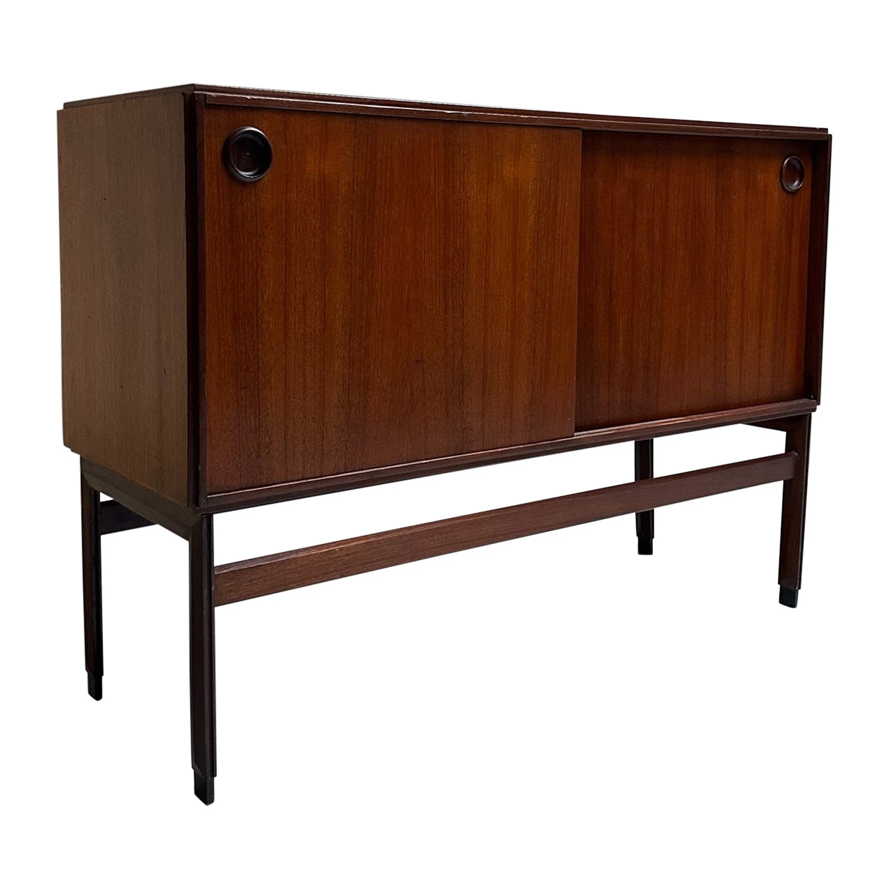 Mid-Century Modern Small Sideboard from the 1960s, Italian manufacturing in teak For Sale