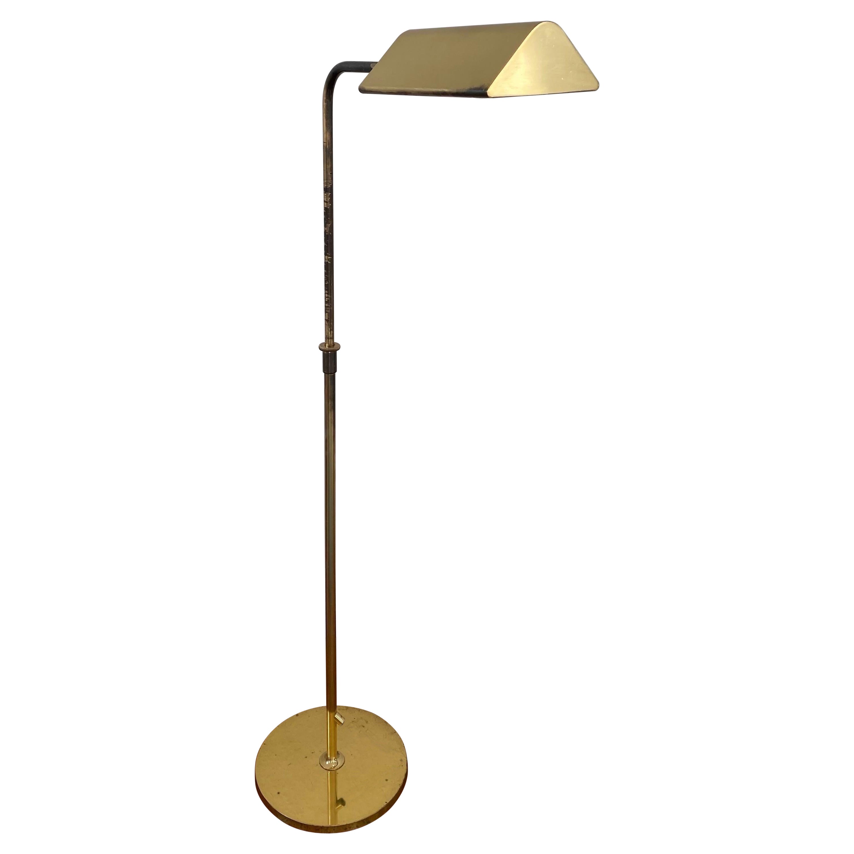 Adjustable Brass 1970s Reading Floor Lamp Cervantes by Florian Schulz