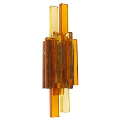 Gold and Amber Skulptur Lampet Wall Lamp by Svend Aage Holm Sørensen, 1960s
