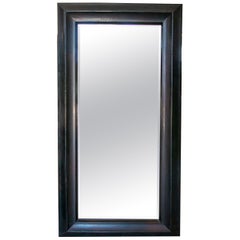 Vintage Rectangular Wooden Mirror in a Dark Tone