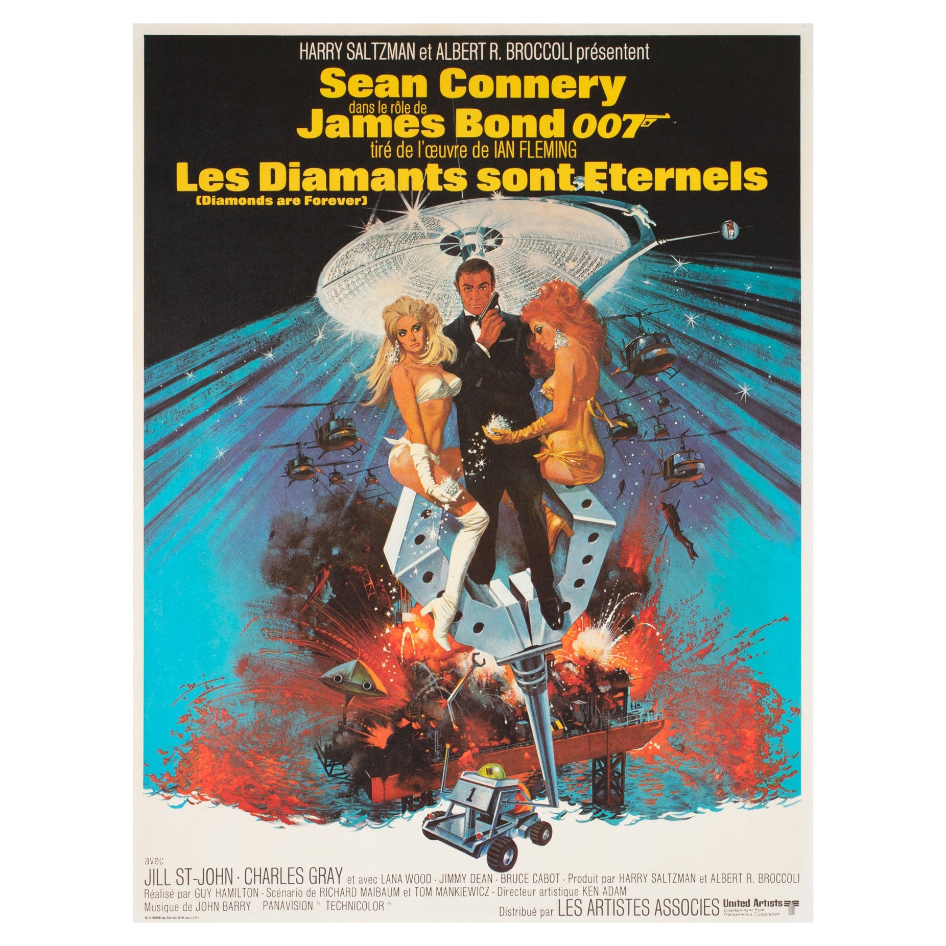 Diamonds Are Forever 1971 French Moyenne Film Poster, Robert McGinnis For Sale