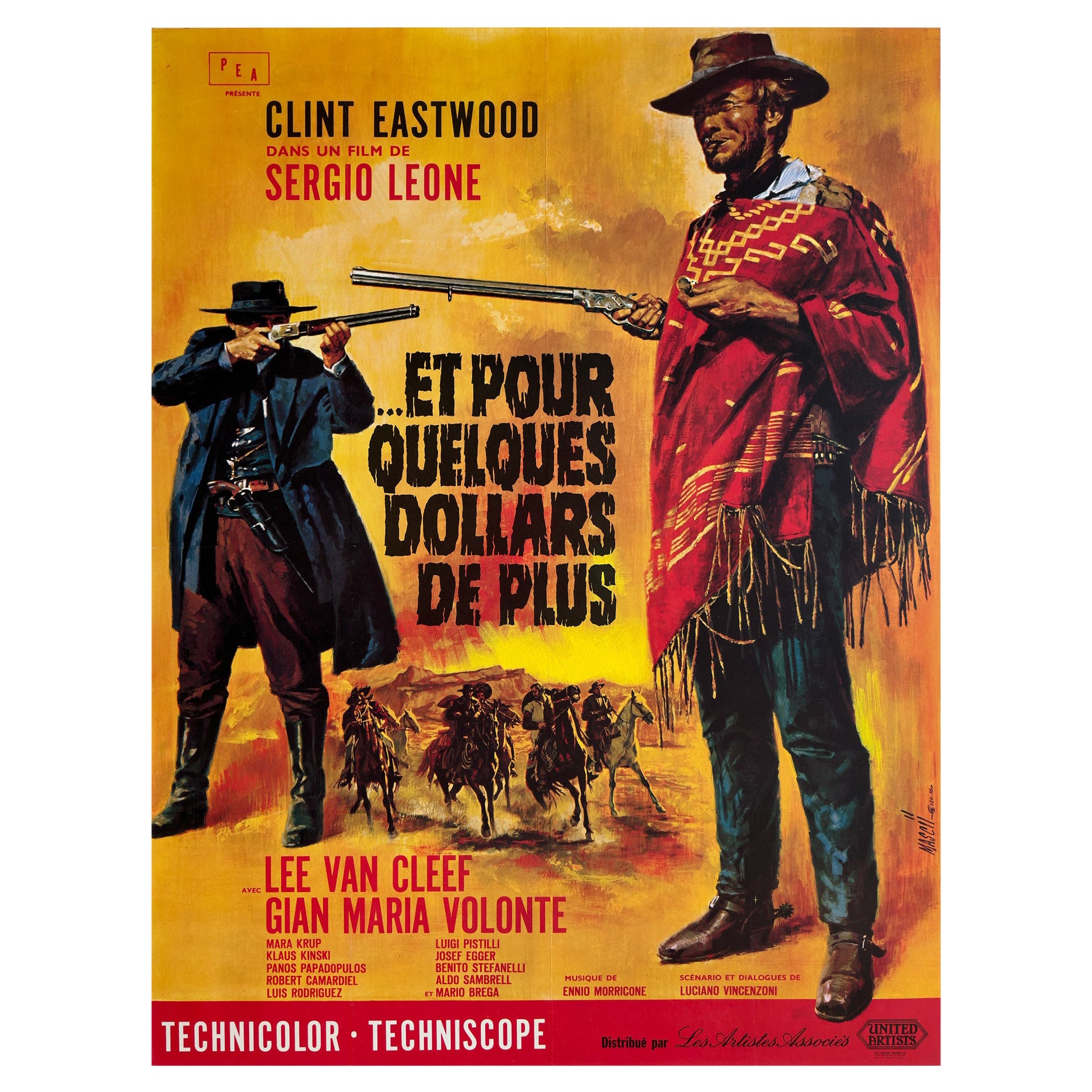 For a Few Dollars More 1966 French Grande Film Poster, Jean Mascii For Sale
