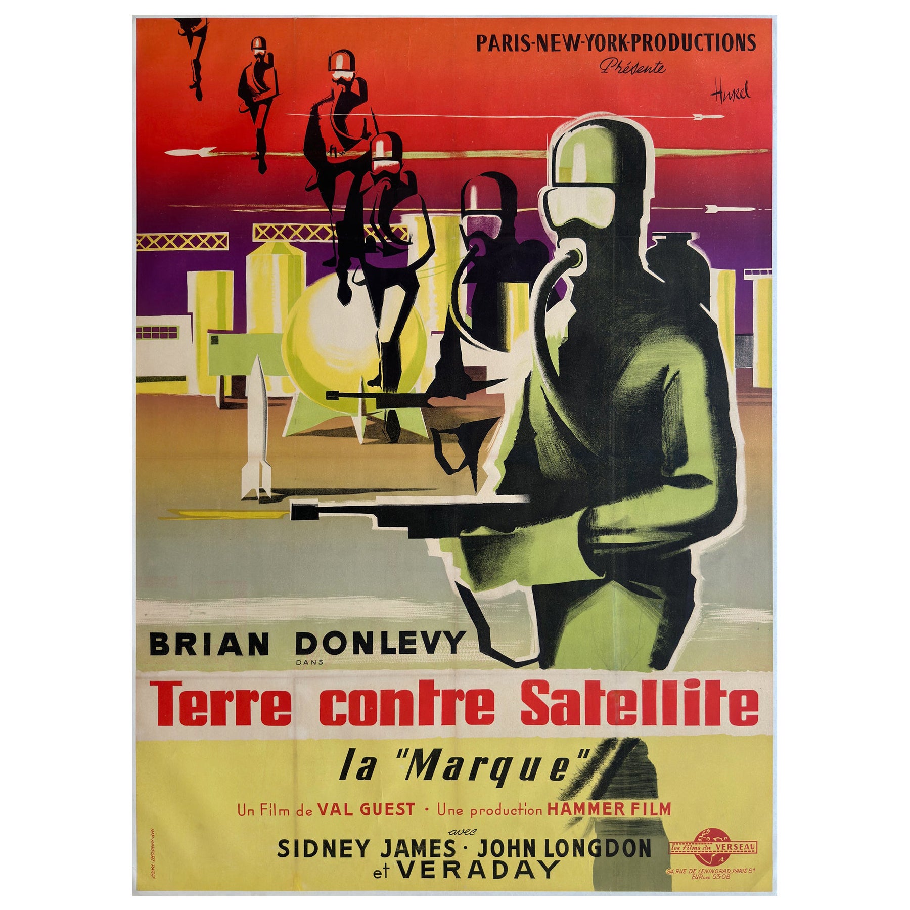 Quatermass II: Enemy from Space 1958 French Grande Film Poster, Clement Hurel For Sale