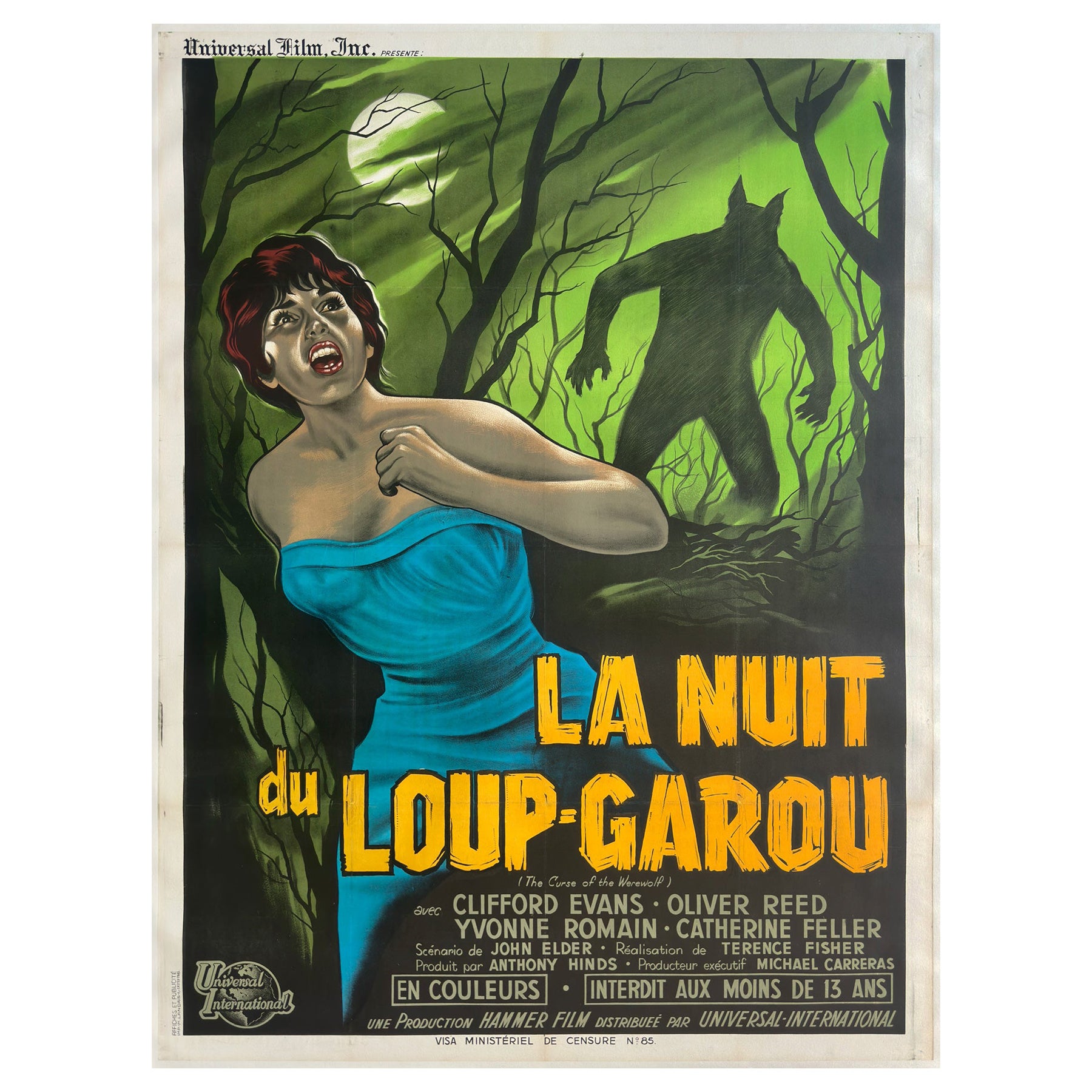 Le curse du loup-garou 1961 Grande affiche du film français, Guy Gerard Noel en vente