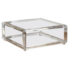 Vintage Large transparent coffee table, Italy 1970