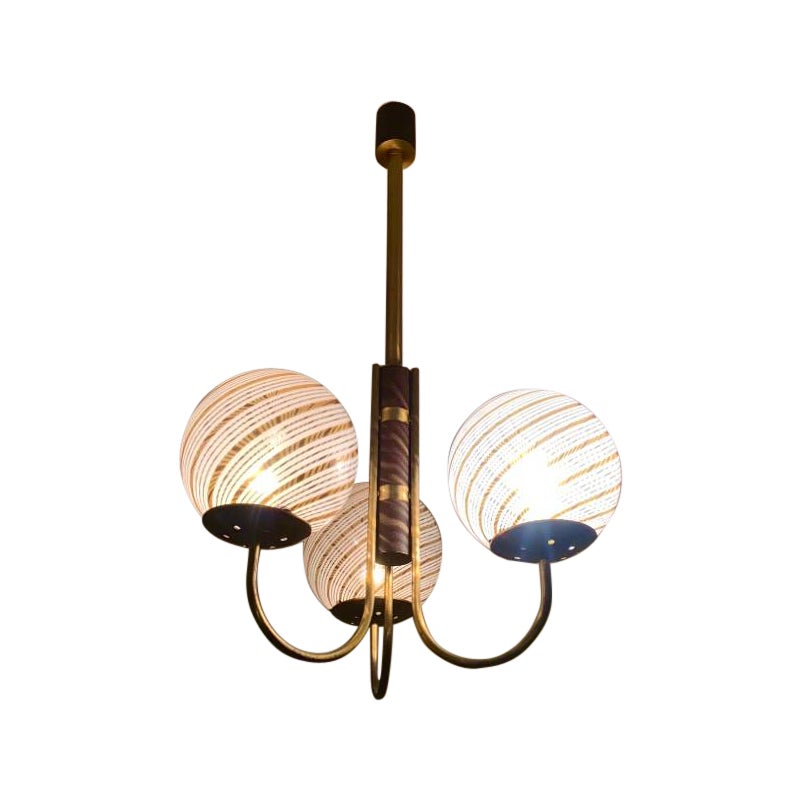 Lampe de Paolo Venini avec des vetri Murano travaillés au filigrane, 1970 en vente