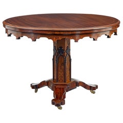 19th century French inlaid mahogany center table