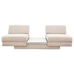 Vintage Sueco Años 80 Sofá Convertible Lounge Sillas incorporadas Mesa Daybed