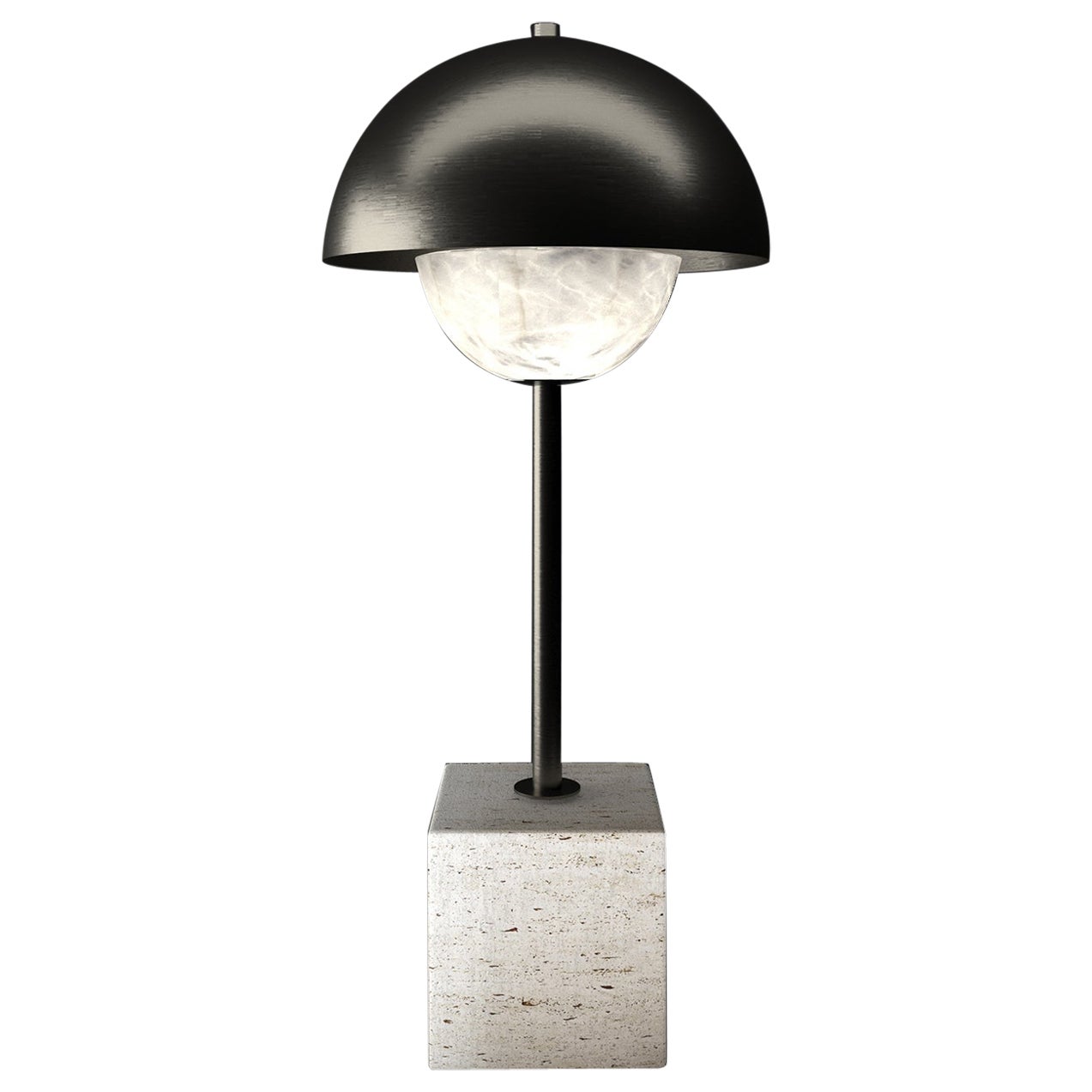 Apollo Brushed Black Metal Table Lamp by Alabastro Italiano For Sale