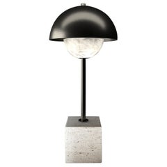 Apollo Brushed Black Metal Table Lamp by Alabastro Italiano