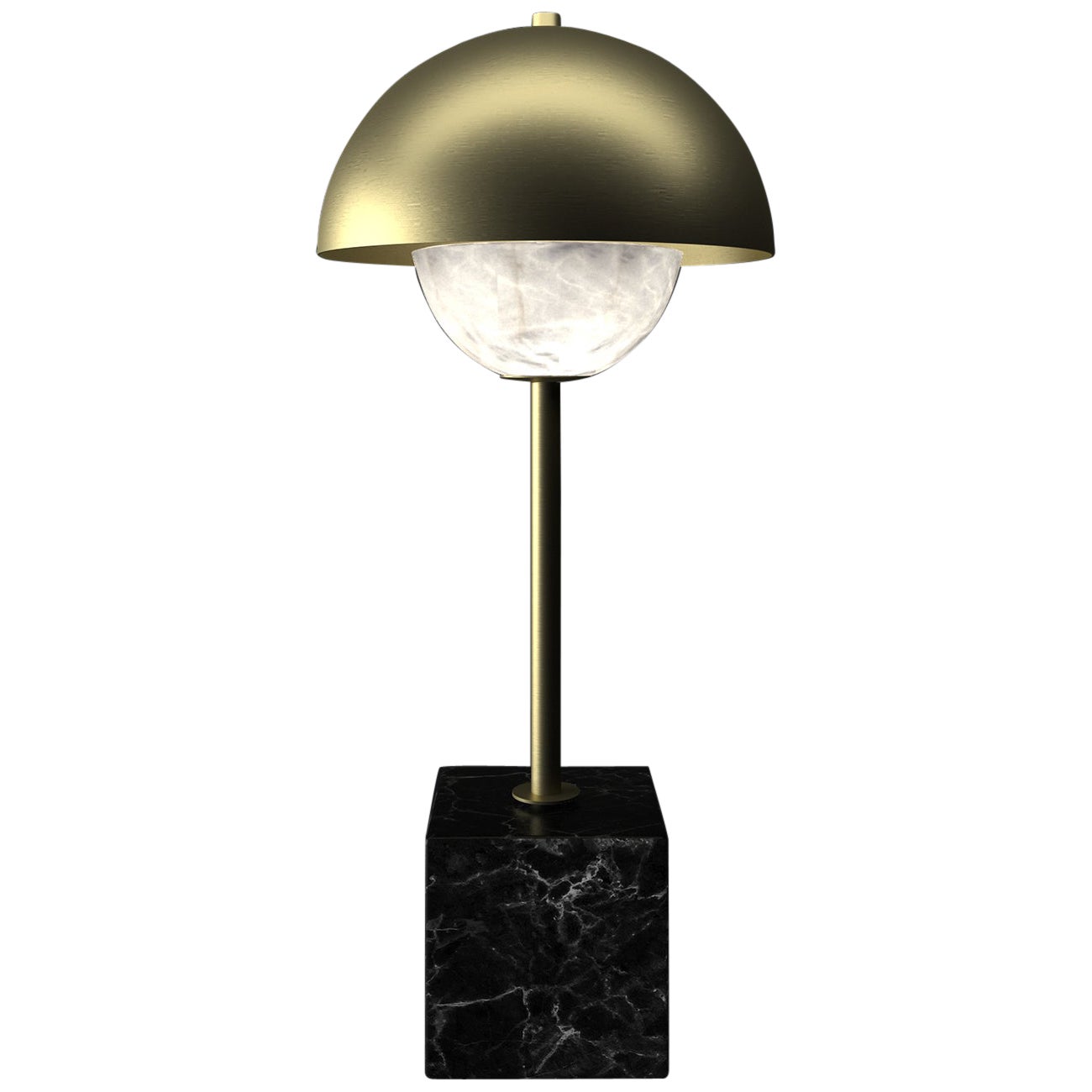 Apollo Brushed Brass Table Lamp by Alabastro Italiano For Sale