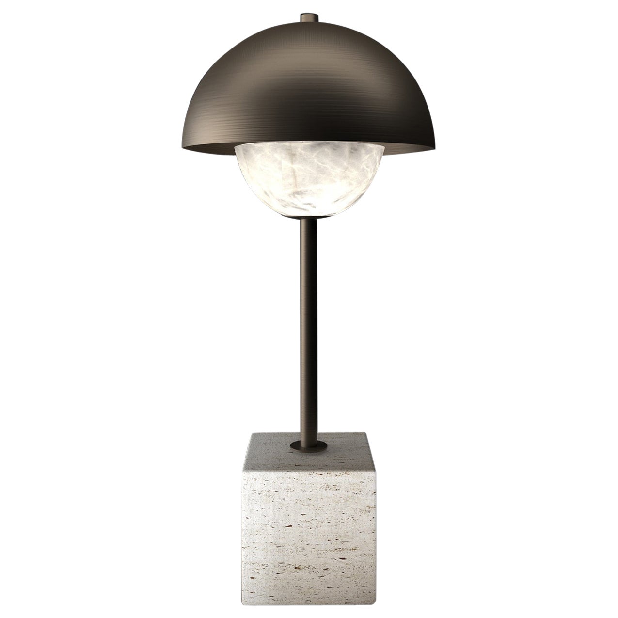 Apollo Brushed Burnished Metal Table Lamp by Alabastro Italiano For Sale