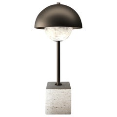 Lampe de bureau Apollo en métal brossé et bruni par Alabastro Italiano