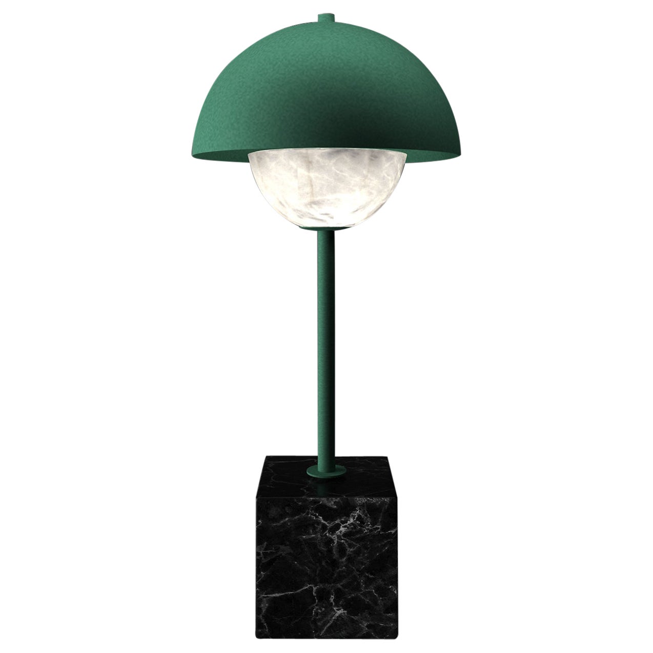 Apollo Freedom Green Metal Table Lamp by Alabastro Italiano For Sale