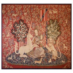 Dame à la licorne - Medieval tapestry Manufacture Aubusson 19th - N° 1355