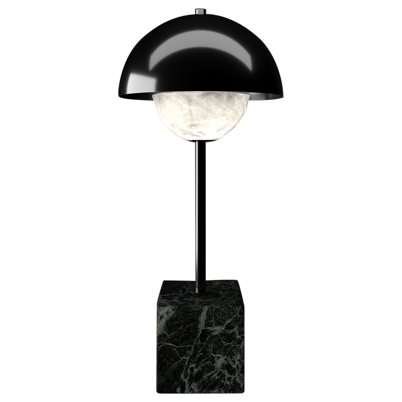 Apollo Shiny Black Metal Table Lamp by Alabastro Italiano