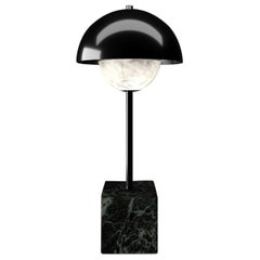Apollo Shiny Black Metal Table Lamp by Alabastro Italiano