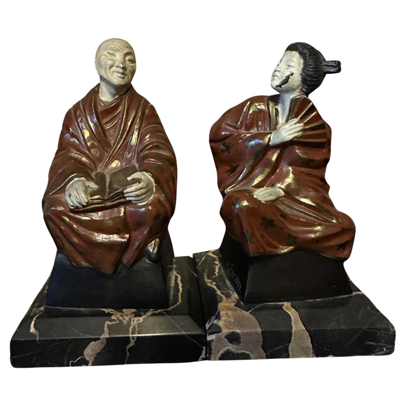 20th century Regule and Marble Adam Feron Bookend, 1930s For Sale