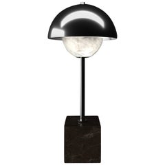 Apollo Shiny Silver Metal Table Lamp by Alabastro Italiano