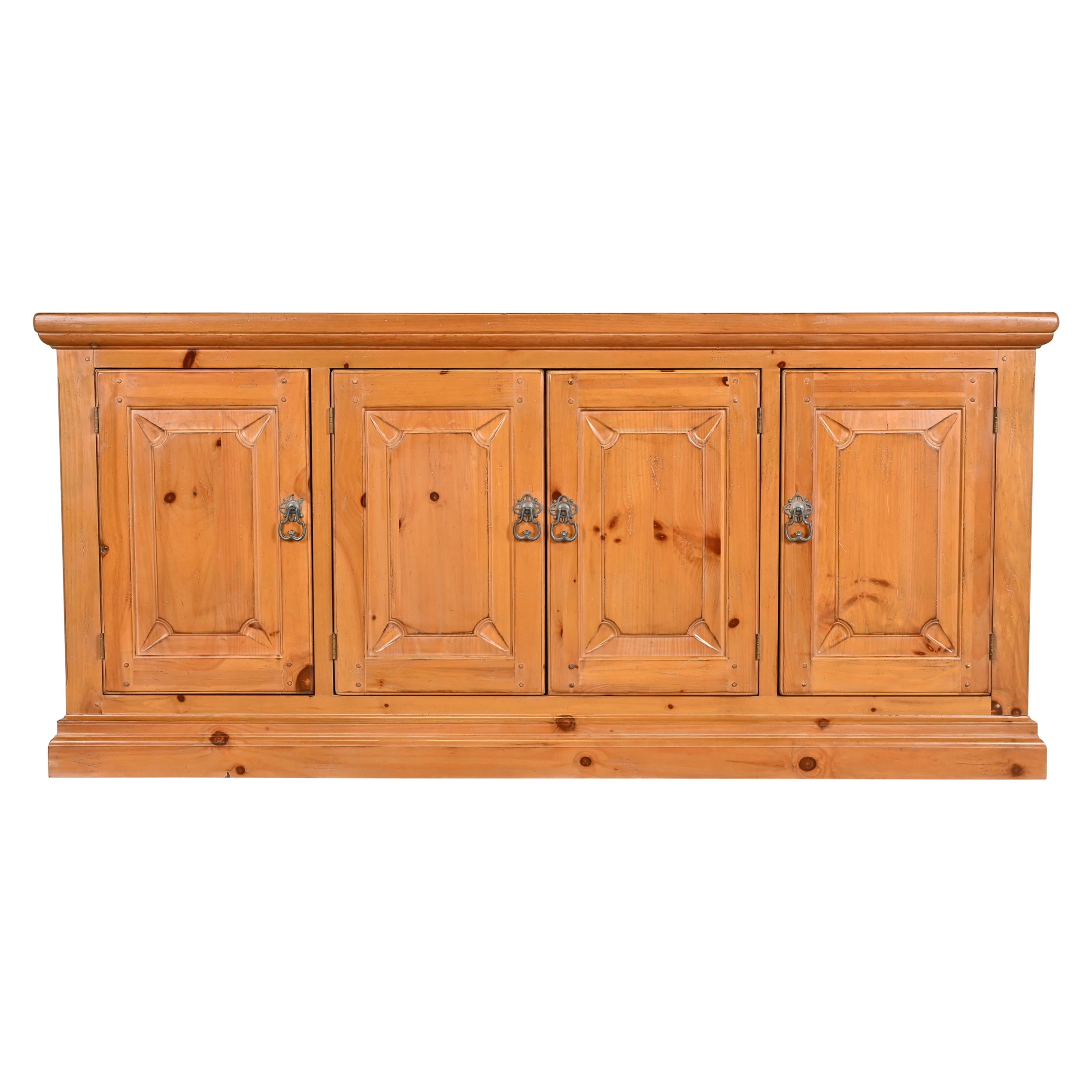 Drexel Heritage Spanish Colonial Solid Pine Sideboard or Bar Cabinet For Sale