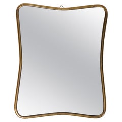 Small Brass frame Gio Ponti style mirrors. Italy c1950
